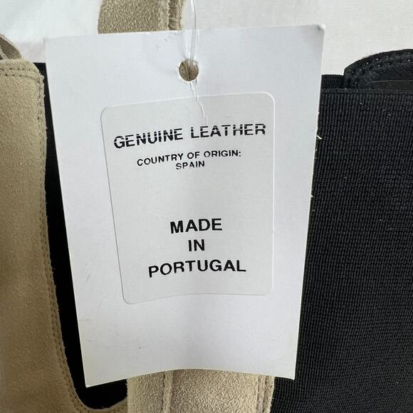 Cruza Tendencia Mid Calf Suede Boots Cream 7.5-8 Pull-On Leather Nubuck Lug Sole - Picture 9 of 10